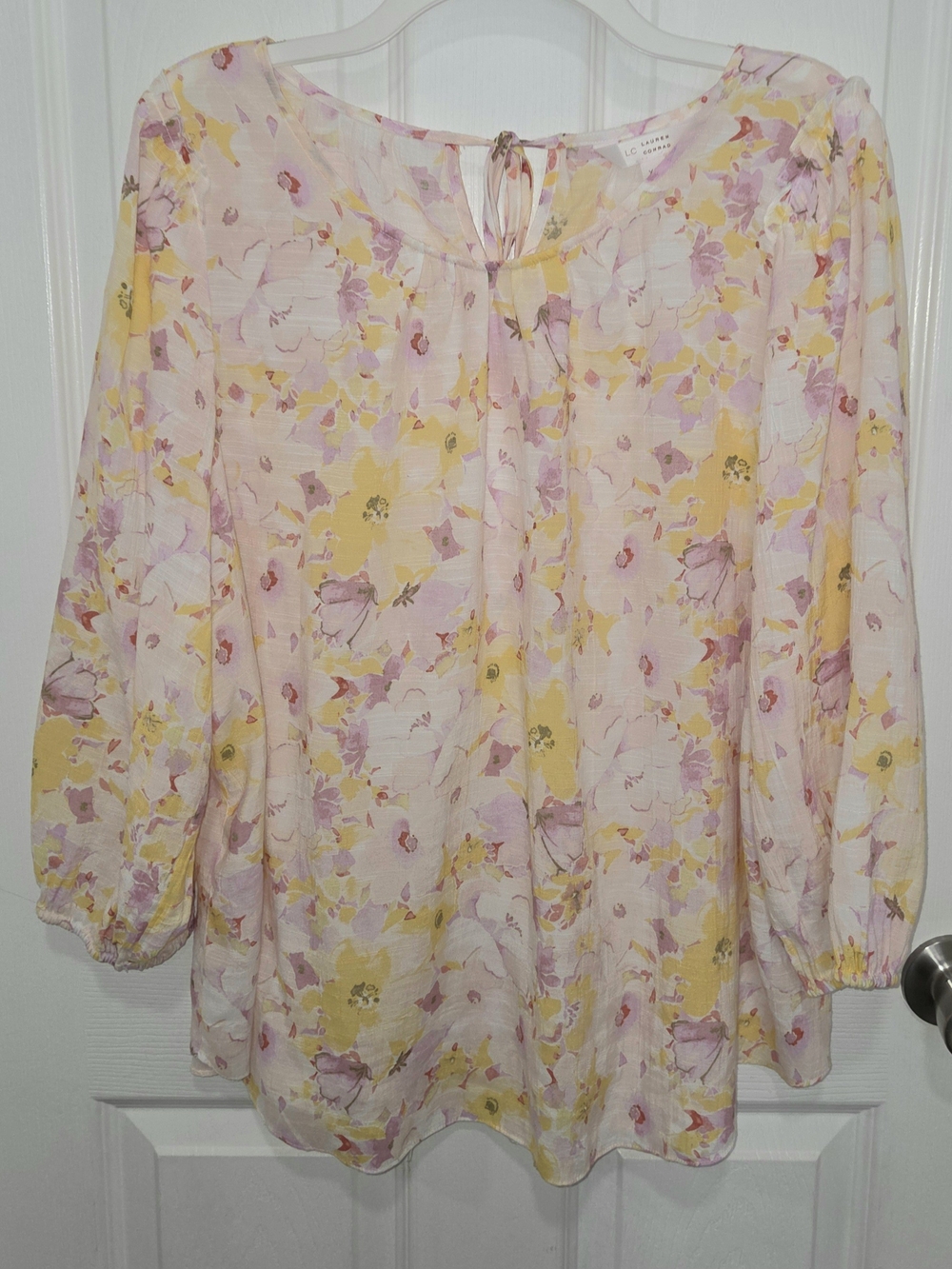 LC Lauren Conrad Floral Blouse in Pink & Yellow XL